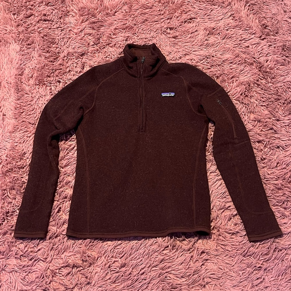 burgundy patagonia quarter zip sweatshirt